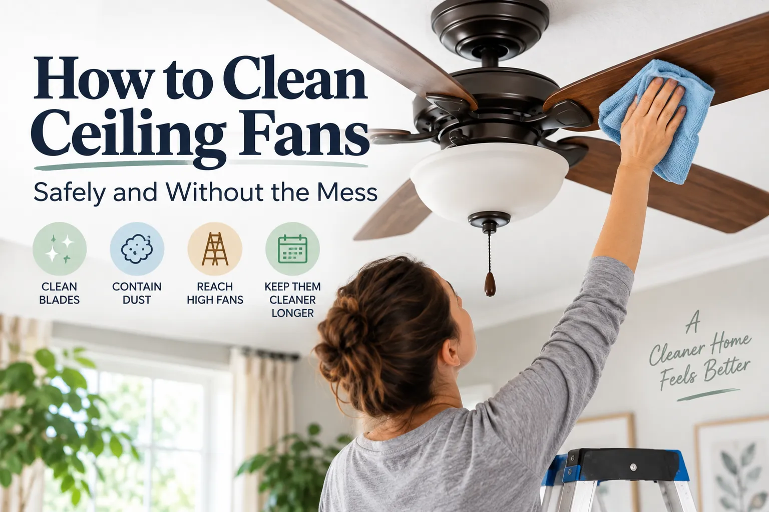 How to Clean Ceiling Fans Safely and Without the Mess